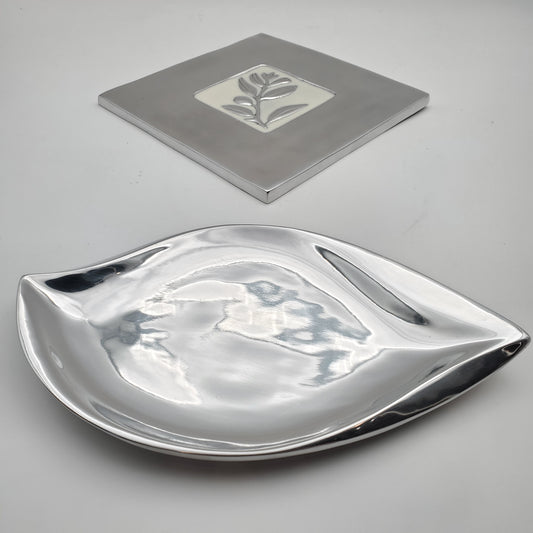 2pc Leaf Pot Holder & Serving Tray
