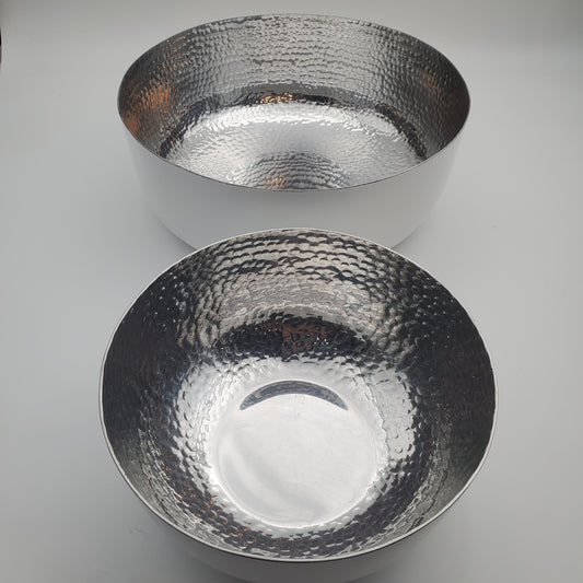 Silver & White Pewter 2pc Salad Bowl Set