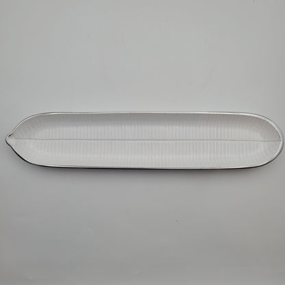 2pc Canoe Bread Tray White/Silver
