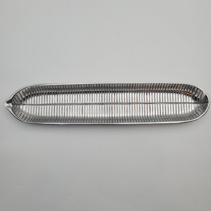 2pc Canoe Bread Tray White/Silver
