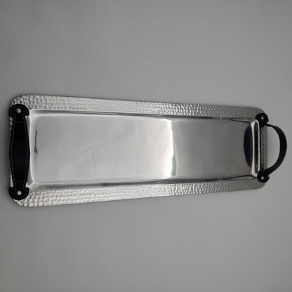 6pc Pewter Serving Tray Set w/ Cheese & Salsa Utensils