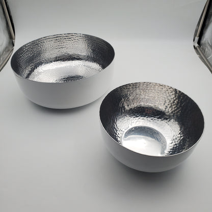 Silver & White Pewter 2pc Salad Bowl Set