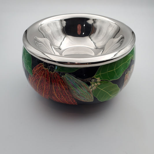 Wood & Pewter Serving and Candy Bowl