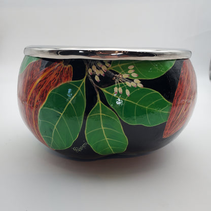 Wood & Pewter Serving and Candy Bowl