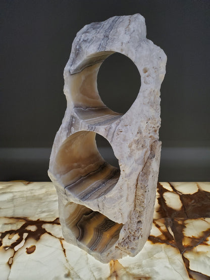 Brown & White Onyx Stone Wine Holder