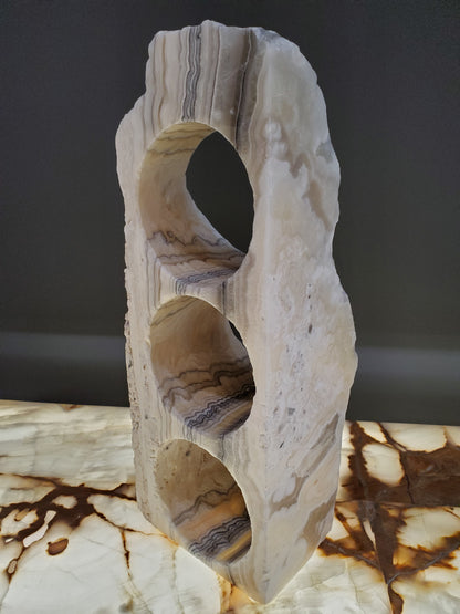 Brown & White Onyx Stone Wine Holder