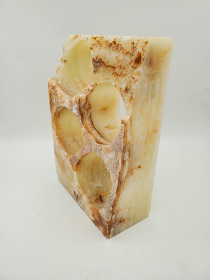 Beige & Orange Onyx Stone Wine Holder