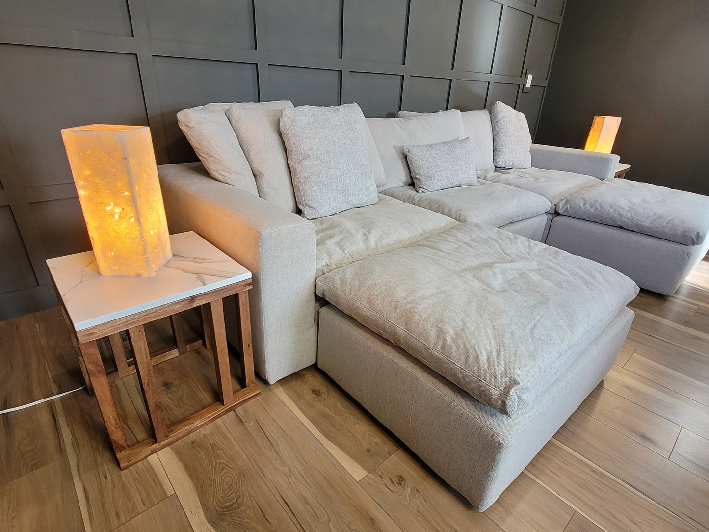 Los Cabos Wood Corner Table w/ Real Stone Top