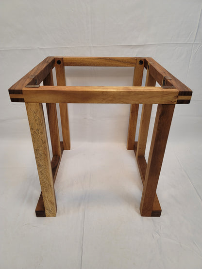 Los Cabos Wood Corner Table w/ Real Stone Top