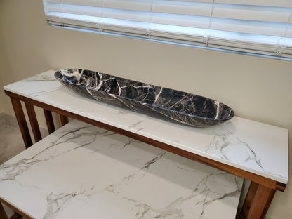Black & White Marble Canoe Centerpiece