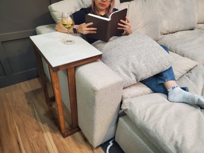 Los Cabos Wood Folding Auxilliary Table w/ Real Stone Top