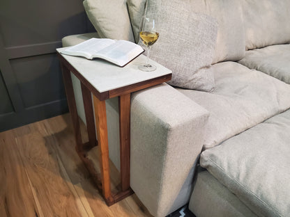 Los Cabos Wood Folding Auxilliary Table w/ Real Stone Top