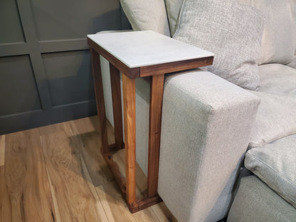 Los Cabos Wood Folding Auxilliary Table w/ Real Stone Top