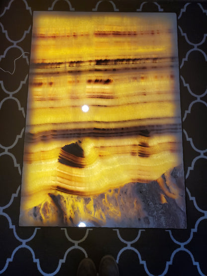 Tatacoa 40" Red & Yellow Backlit Onyx Coffee Table (In-Store Only)