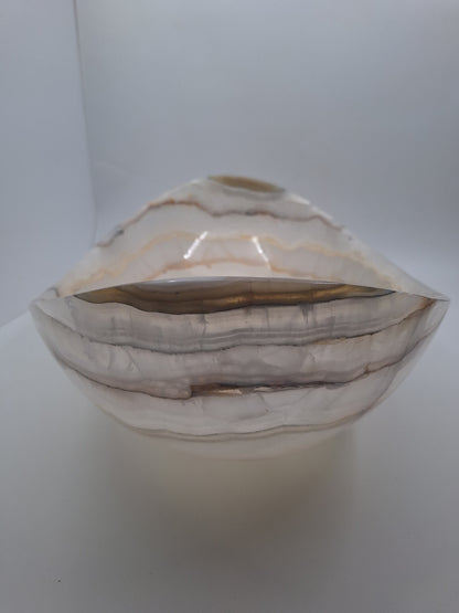 22" White & Brown Artistic Onyx Vessel Sink