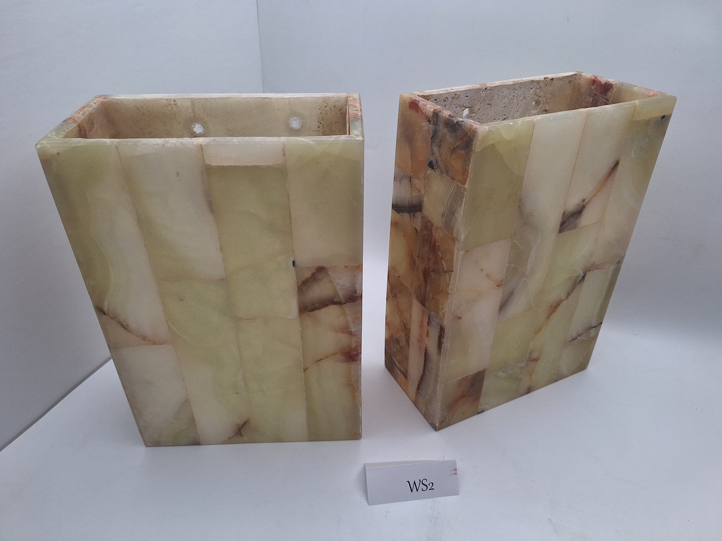Beige & Green Onyx Wall Sconce Set