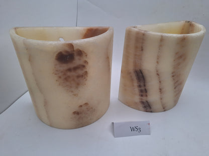 Beige & Orange Onyx Wall Sconce Set