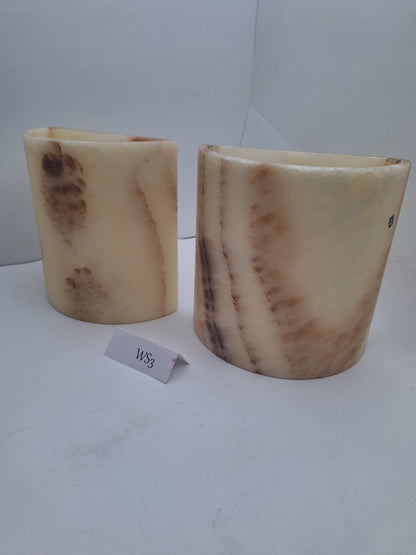 Beige & Orange Onyx Wall Sconce Set