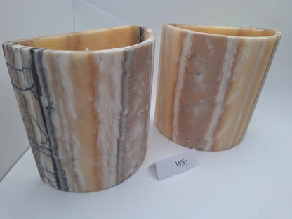 Beige & Yellow Onyx Wall Sconce Set