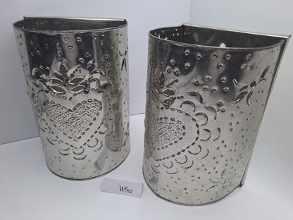 Silver Tin Wall Sconce Set