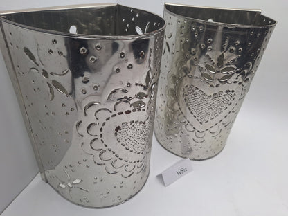 Silver Tin Wall Sconce Set
