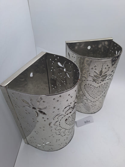 Silver Tin Wall Sconce Set