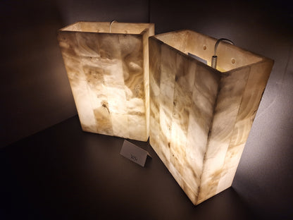 Beige Onyx Wall Sconce Set