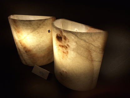 Beige & Orange Onyx Wall Sconce Set
