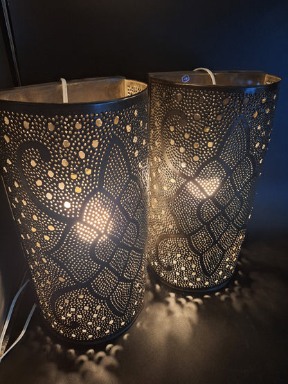 Brown Tin Wall Sconce Set