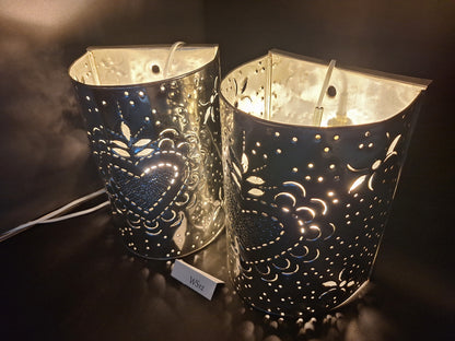 Silver Tin Wall Sconce Set