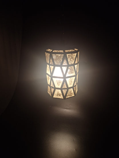 Small Gold Tin Geometric Cylinder Ceiling Pendant Lamp