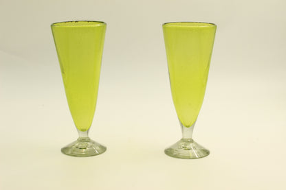 Olive Green Tall Blown Glass Set