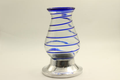 Blue Swirl Big Blown Glass Vase