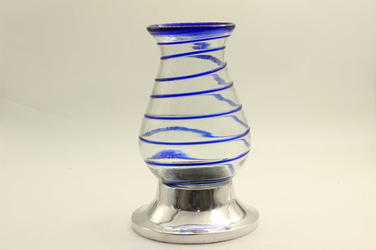 Blue Swirl Big Blown Glass Vase
