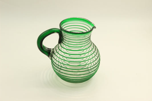Green Swirl Blown Glass Water Jug
