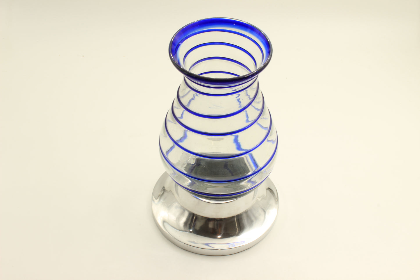 Blue Swirl Big Blown Glass Vase