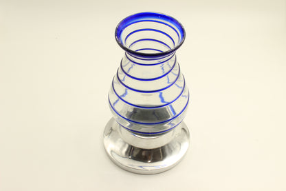 Blue Swirl Big Blown Glass Vase
