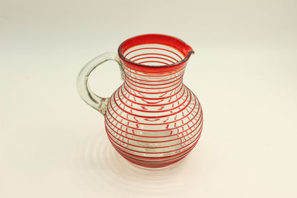 Red Swirl Blown Glass Water Jug