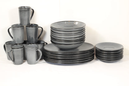 Anfora Denali Grey- 32 Piece Everyday Dining Set