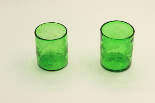 Green Blown Glass Set