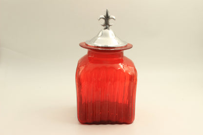 Small Red Blown Glass Spice Container