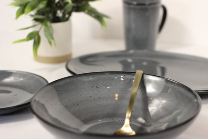 Anfora Denali Grey- 20 Piece Full Family Dinnerware Set