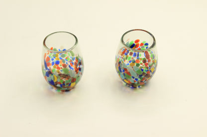 Multicolor Oval Blown Glass Set