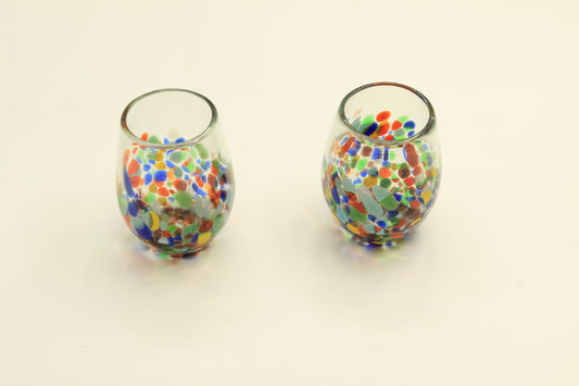 Multicolor Oval Blown Glass Set