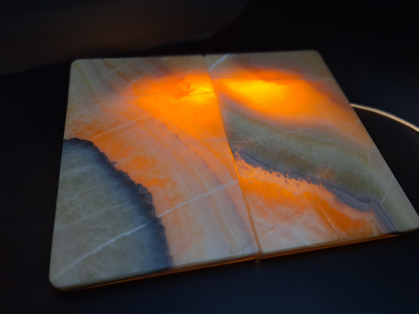 Yellow/Orange Onyx Stone Charcuterie Board Set