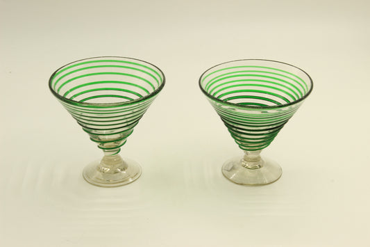 Green Swirl Blown Glass Set