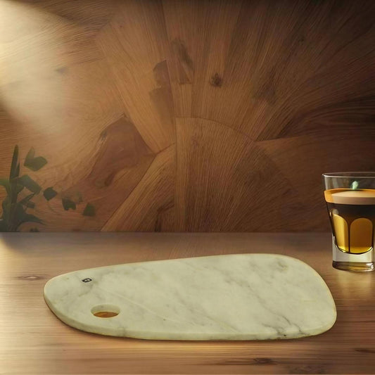 White Asymmetric Marble Cutting Board