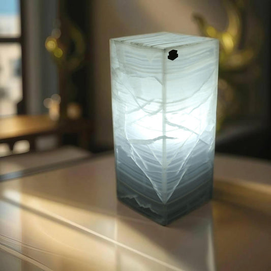 Kinetic White Onyx Lamp