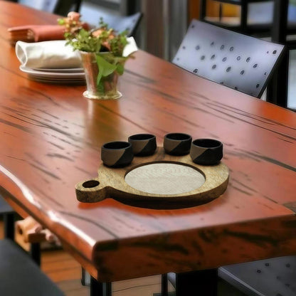Black Sand Mezcalero & Snakeskin Wood Tray Set (Set of 4)
