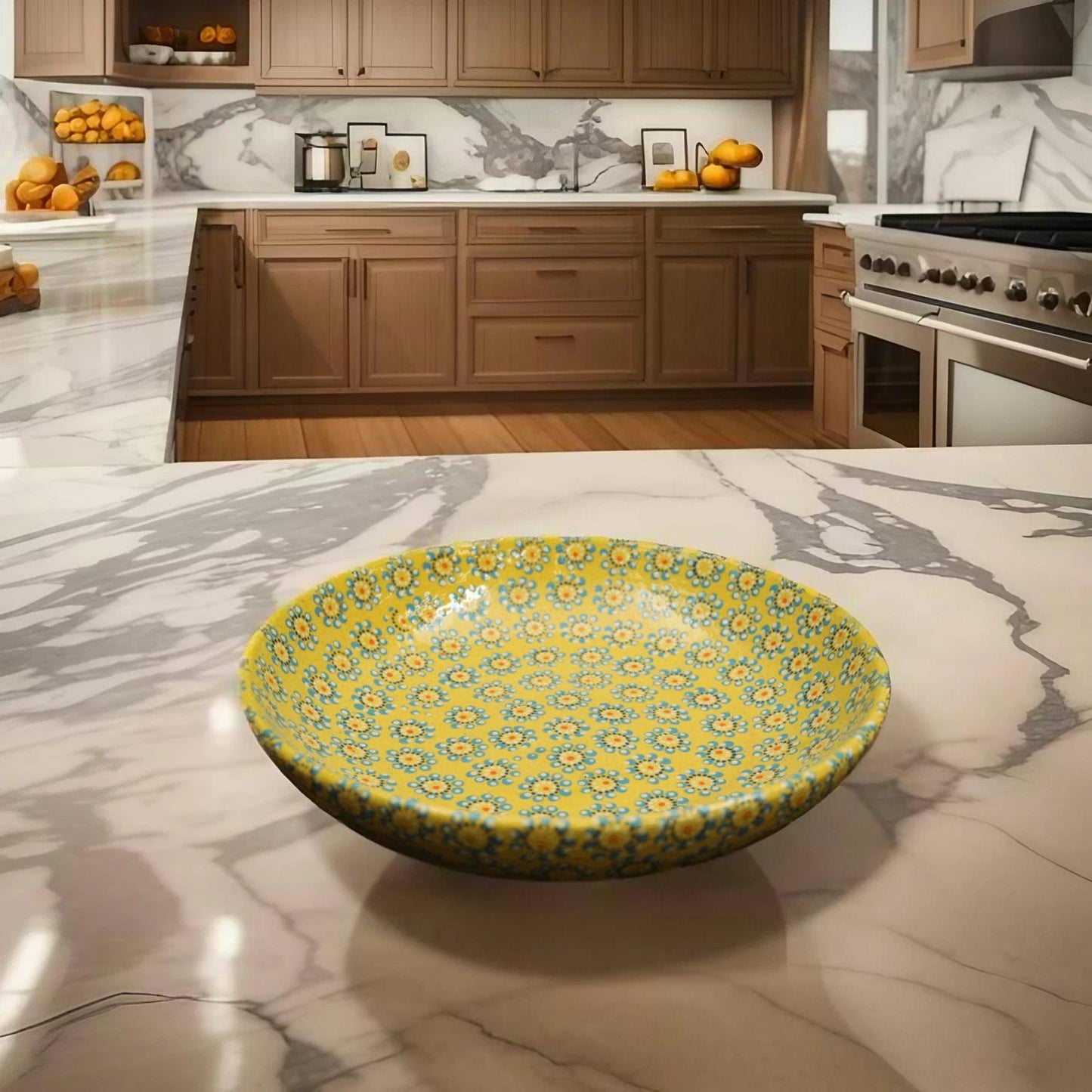 11" Saffron Yellow Ceramic Salad Bowl